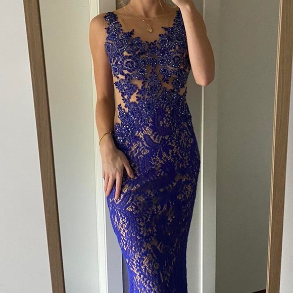 Blue formal lace dress - Picture 3 of 4